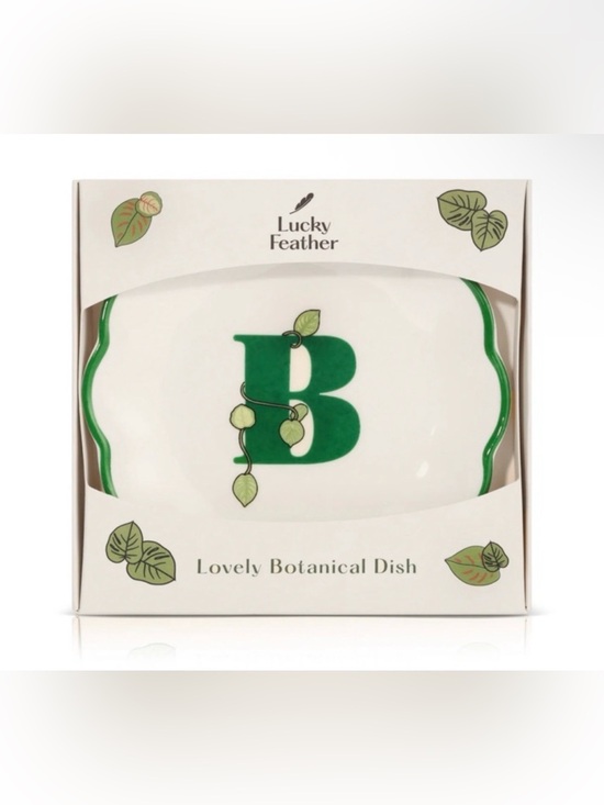 Lucky Feather Jewelry - Initial Trinket Dish - “B”